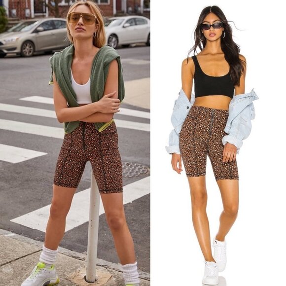 Free People Pants - Nwt Free People Leopard‎ Print Lucky Strike Bike Shorts Size Small New With Tags